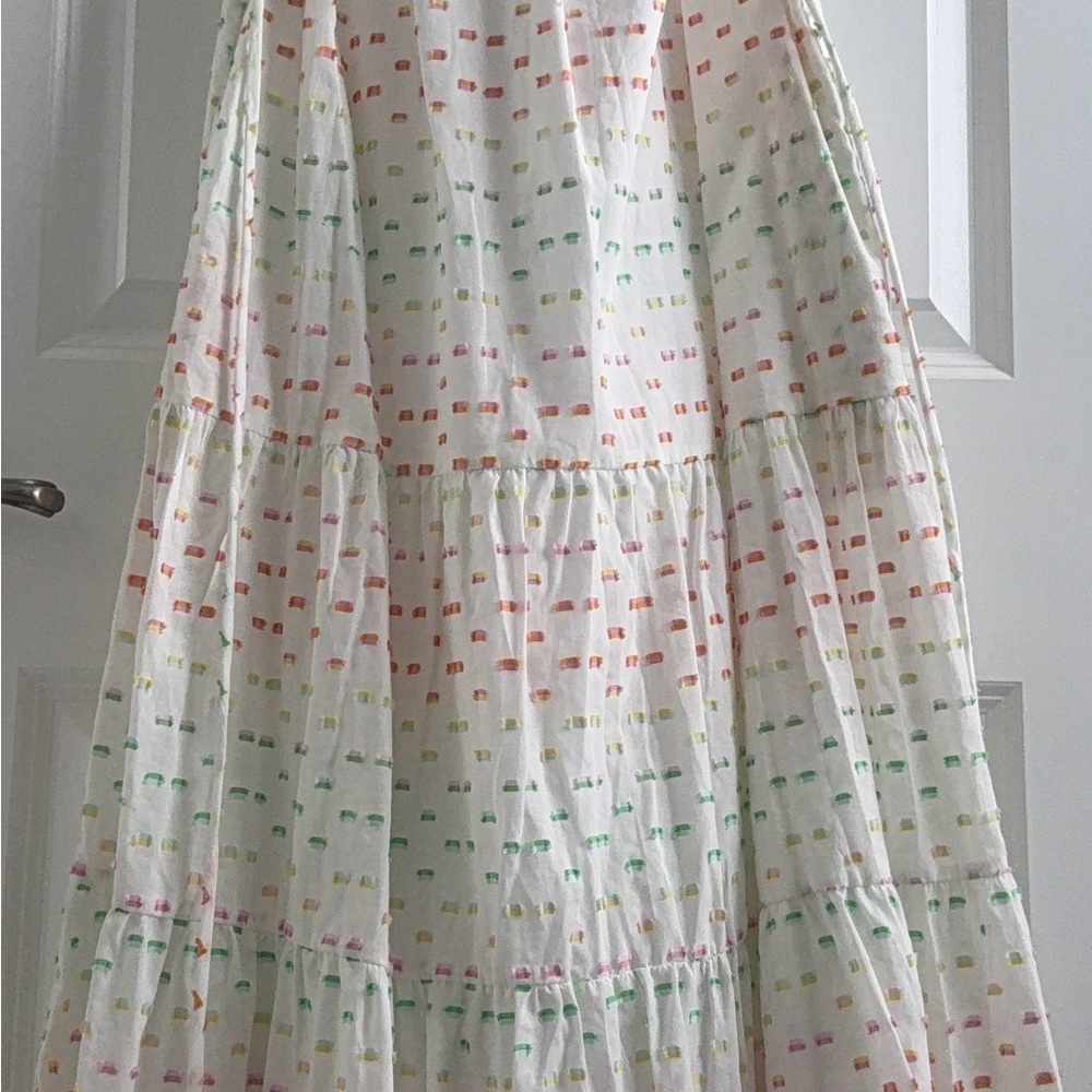 Draper James Cream Maxi Dress with Pink and Yellow Accents